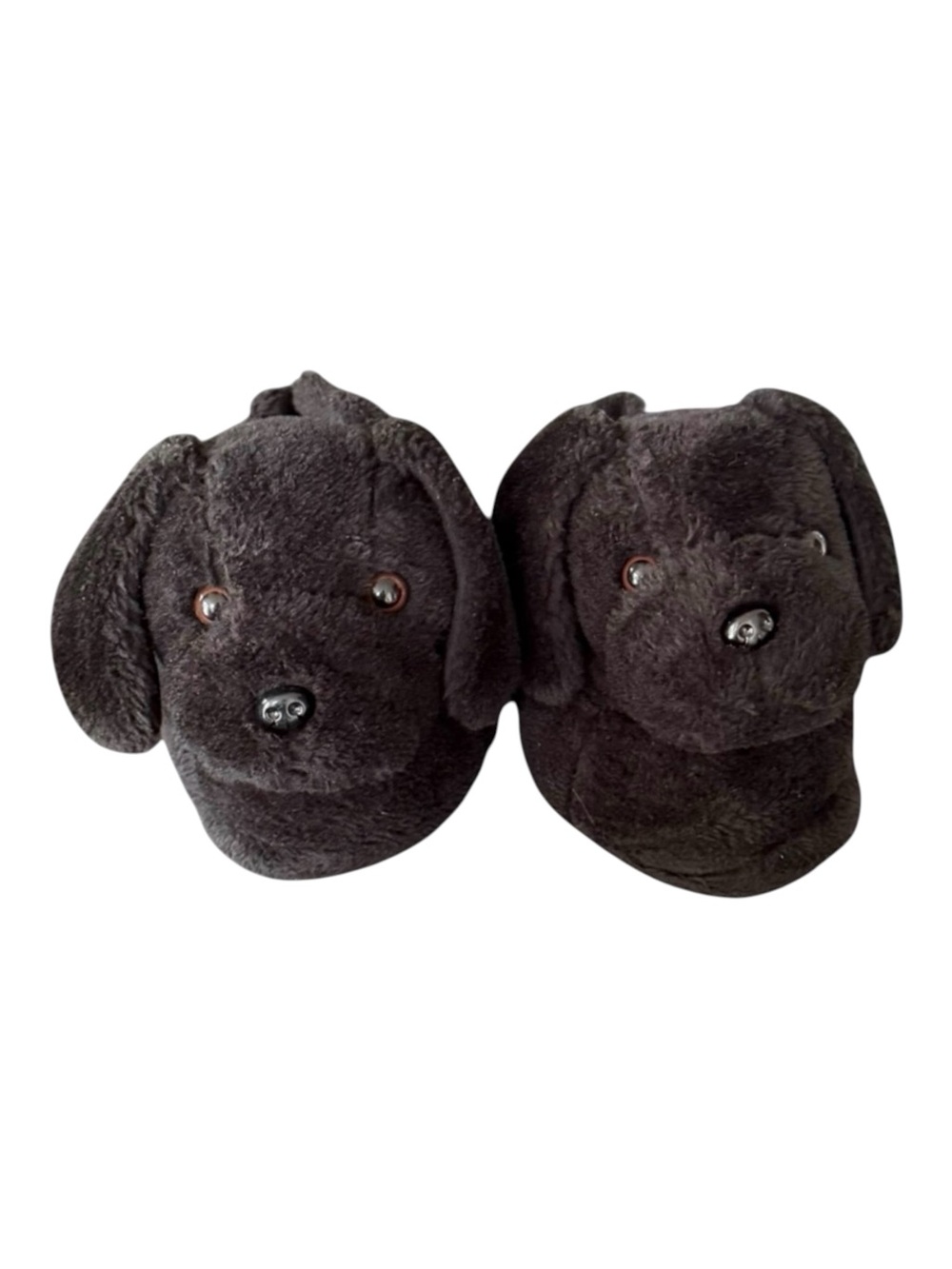 Funziez Black Lab Dog Plush Slippers Women’s 9-10 Large Cozy Cushion Non-Skid